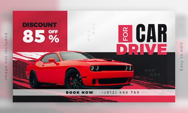 Modern rent a car sale web banner advertising and social media