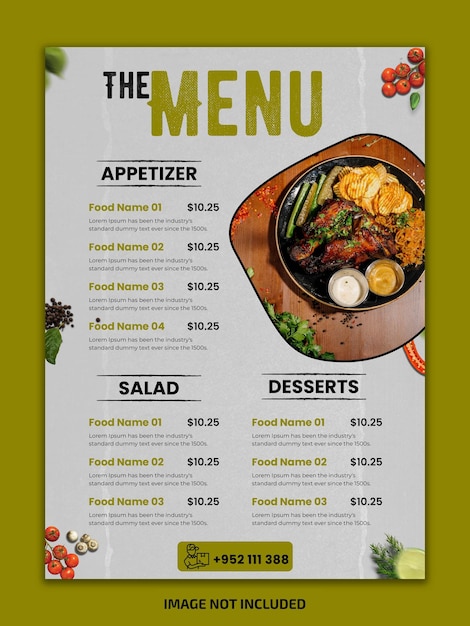 Modern restaurant menu for fast food