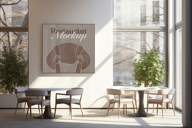 Modern restaurant poster mockup