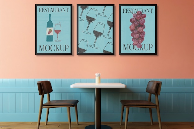 Modern restaurant poster mockup