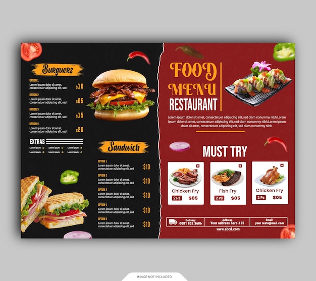 PSD modern restaurantmenu bifold voedselmenu-ontwerp