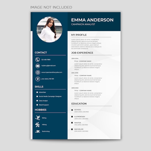 PSD modern resume modern cv modern vitae picture spot included