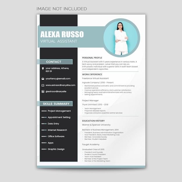 PSD modern resume modern cv modern vitae picture spot included