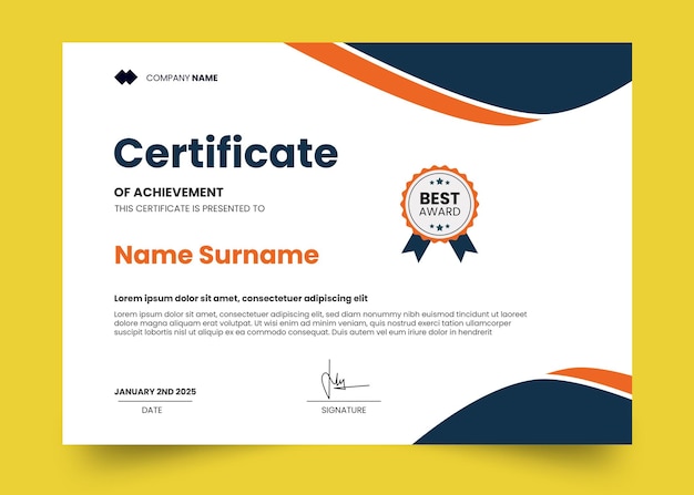 PSD modern and retro certificate design template