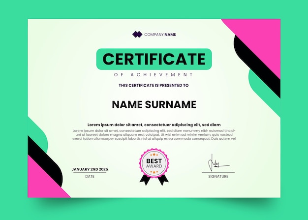 PSD modern and retro certificate design template