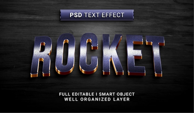 Текстовый эффект современной ракеты psd
