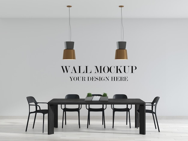 Modern room wall mockup in interior with black furniture