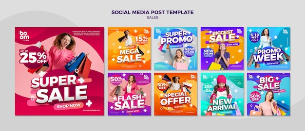 PSD modern sales social media posts