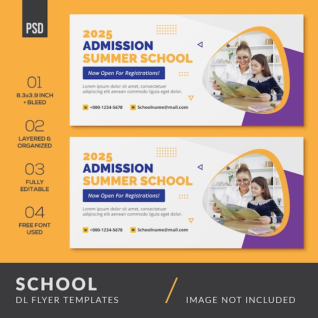 Modern school dl flyer banner templates