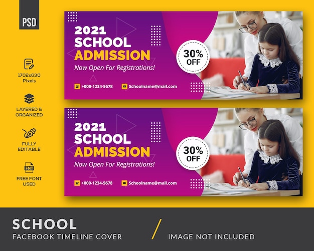 PSD modern school facebook cover template