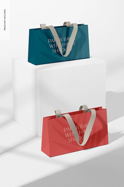 PSD modern shopping bag mockup, on podium