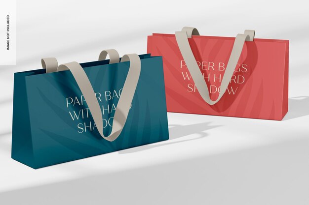 PSD modern shopping bags mockup, left view