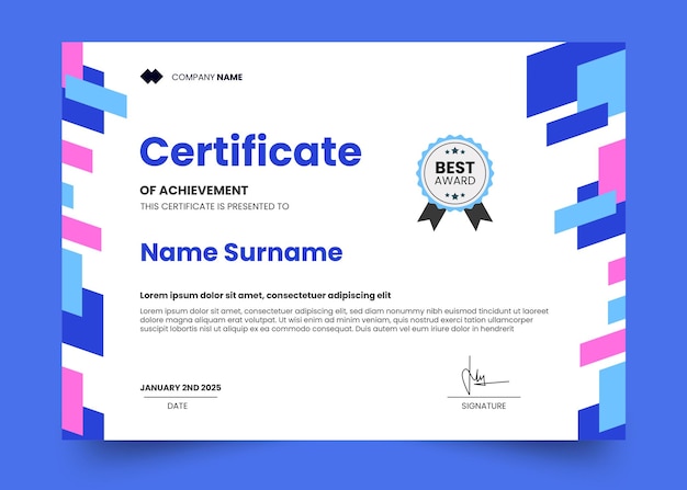 Modern and simple certificate design template