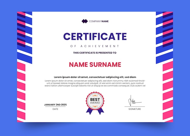 PSD modern and simple certificate design template