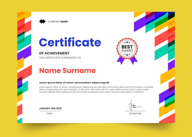 PSD modern and simple certificate design template