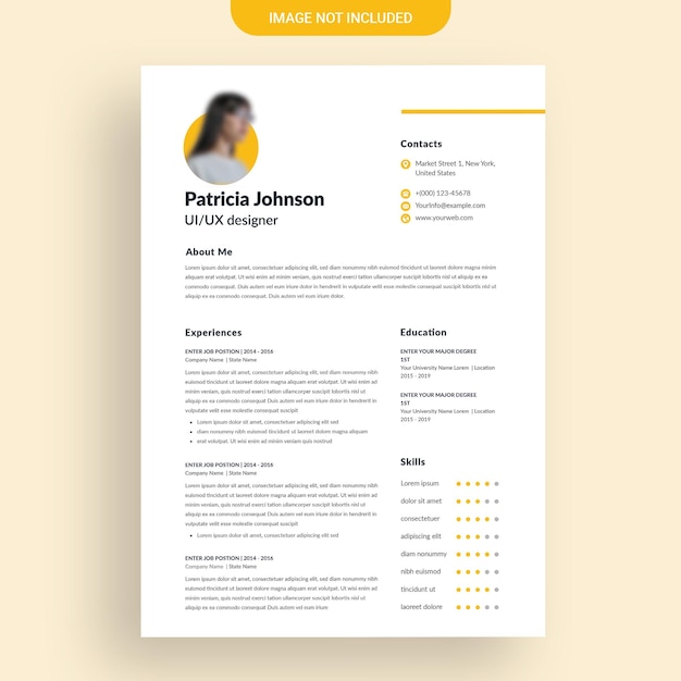 Modern simple cv resume template or curriculum vitae