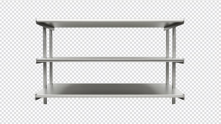 PSD modern sleek metal bookshelf with open shelves ideal for stylish home decor and efficient storage solutions in contemporary interiors