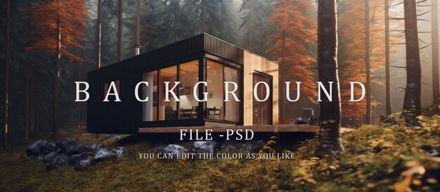 PSD modern small house in the forest