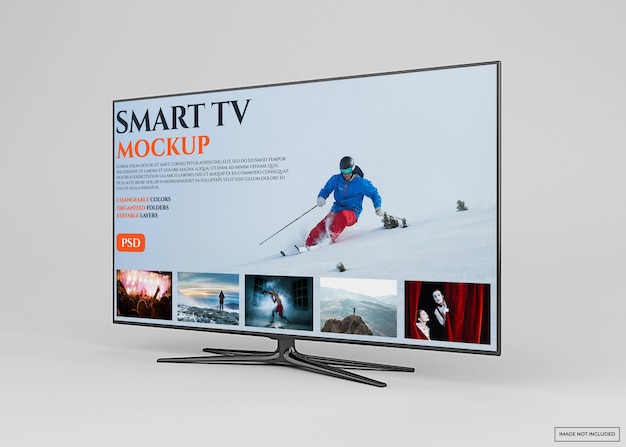 PSD modern smart tv mockup design in 3d rendering isolated