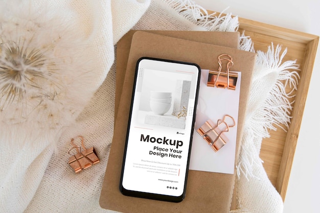 Modern smartphone mock-up arrangement