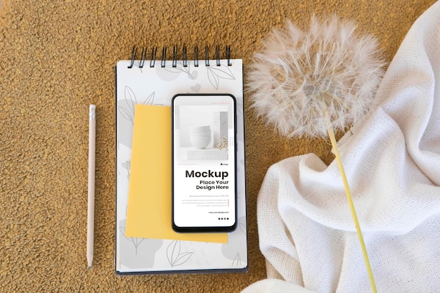 Modern smartphone mock-up arrangement