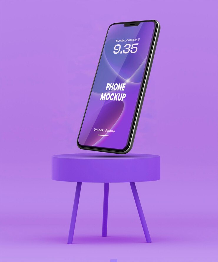 Modern Smartphone Mockup on a Purple Stand