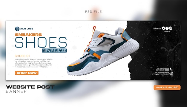 PSD modern sneakers shoes sale for social media post and facebook web banner template premium psd