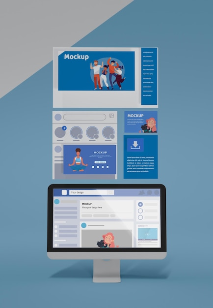 PSD modern social media app interface mock-up