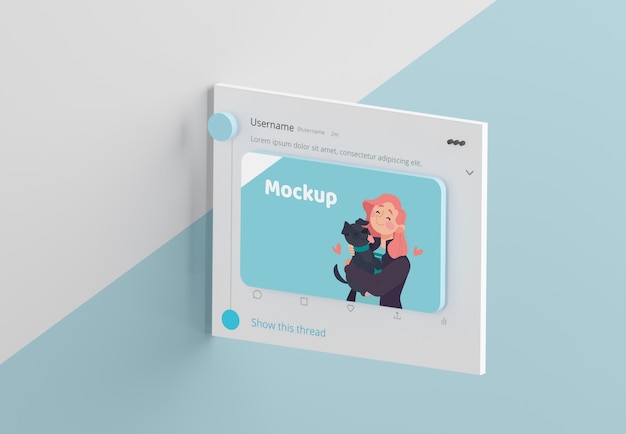PSD mock-up dell'interfaccia dell'app per social media moderna