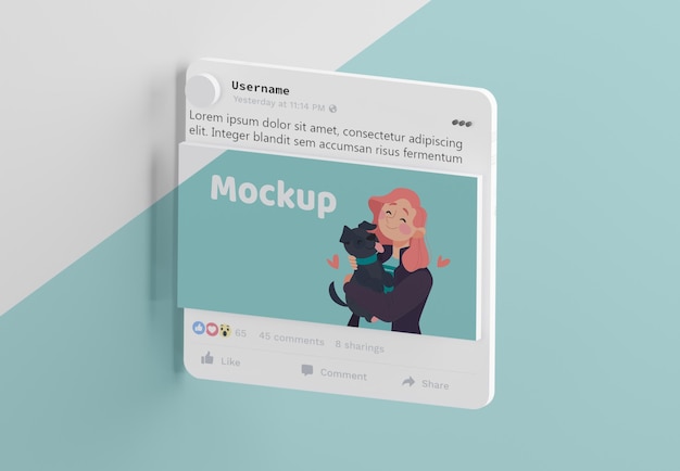 PSD modern social media app interface mock-up