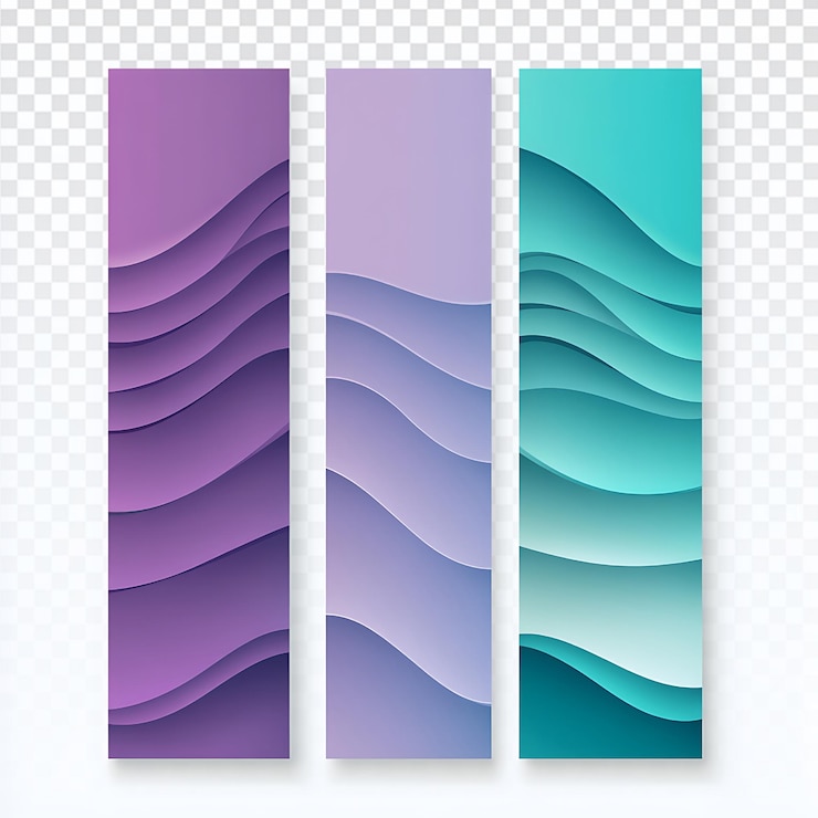 PSD modern social media banners with wavy teal and purple design