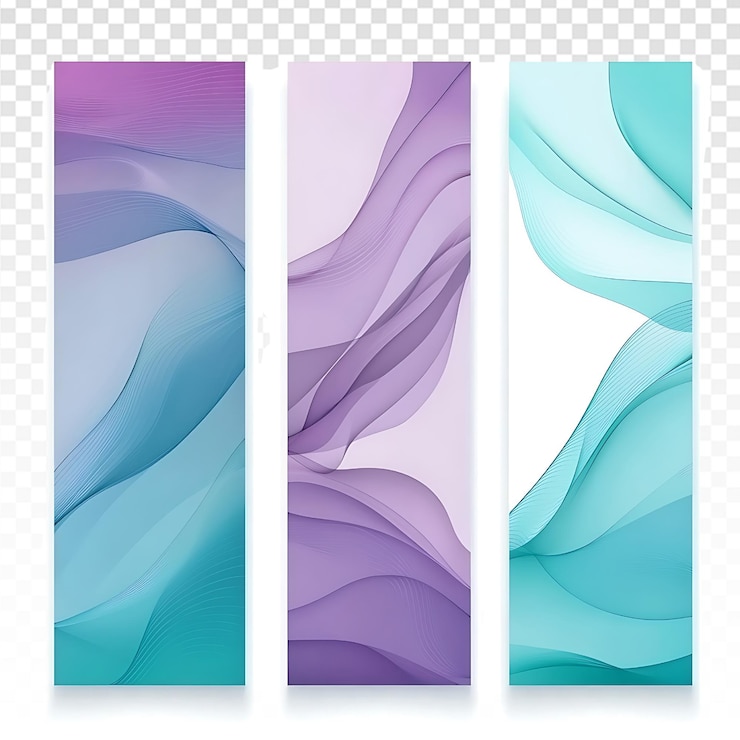 PSD modern social media banners with wavy teal and purple design