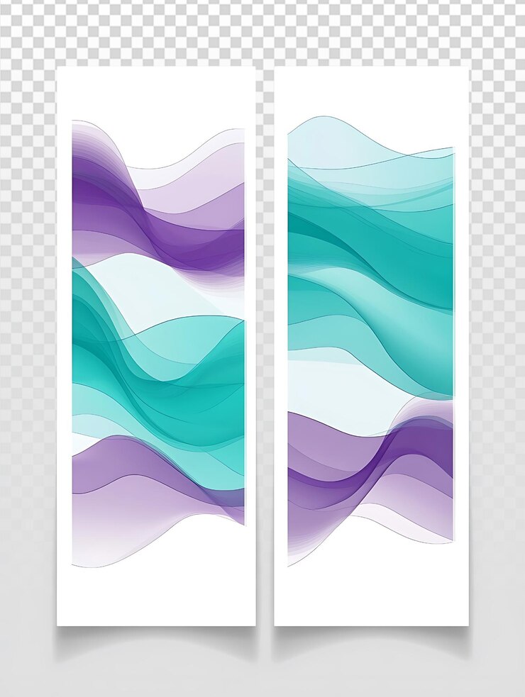PSD modern social media banners with wavy teal and purple design