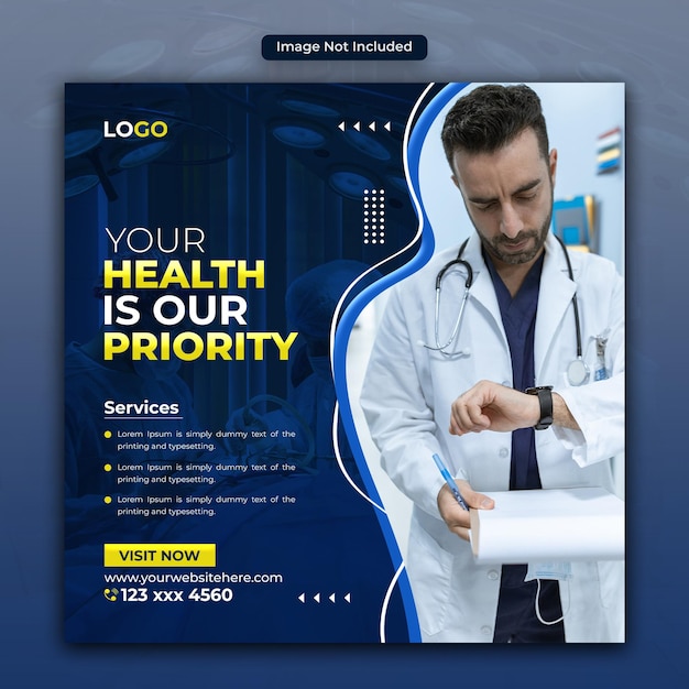 Modern social media post design ads banner template for medical health care
