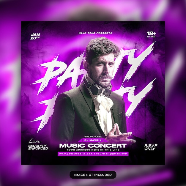 Современные социальные медиа post music party template