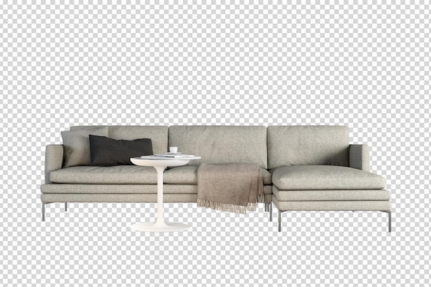 PSD modern sofa in 3d rendering isolated