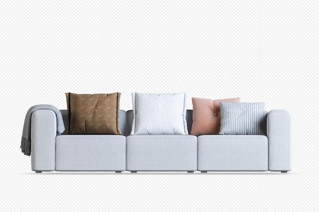 PSD modern sofa in 3d rendering isolated