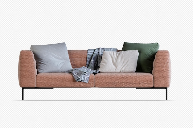 Modern sofa in 3d rendering isolated
