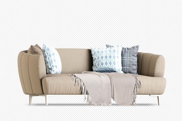 PSD modern sofa in 3d rendering isolated