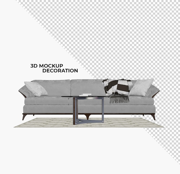 Modern sofa decoration in rendering