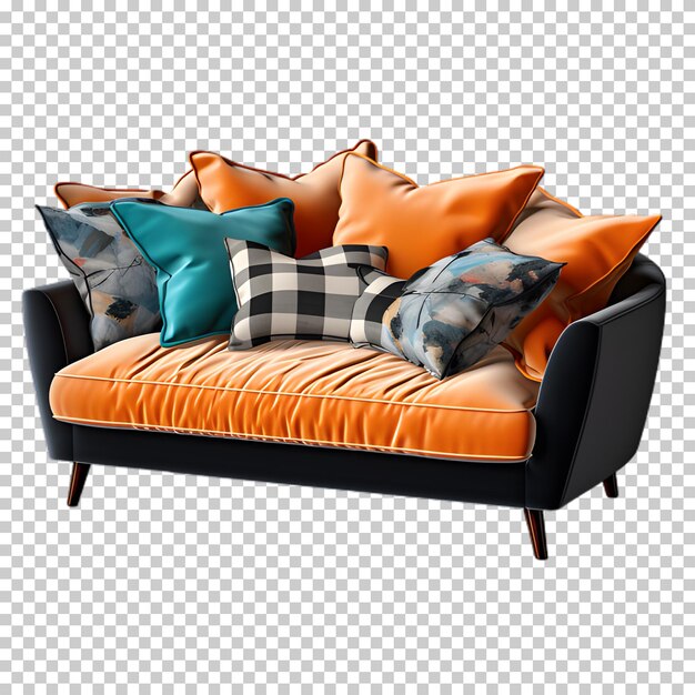 PSD modern sofa isolated on transparent background