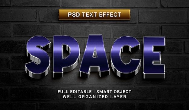 PSD modern space 3d style text effect