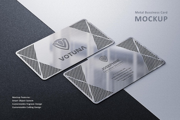 PSD modern stainless steel business card mockup