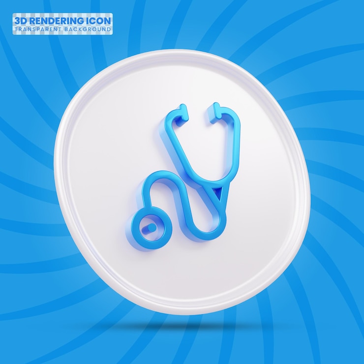 PSD modern stethoscope 3d rendering icon