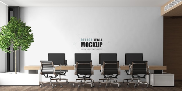 Modern style decorated office wall mockup