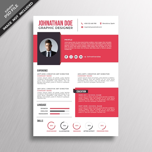 Modern style red resume template design