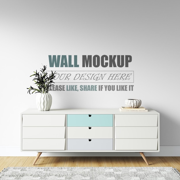 PSD credenza in stile moderno wall mockup