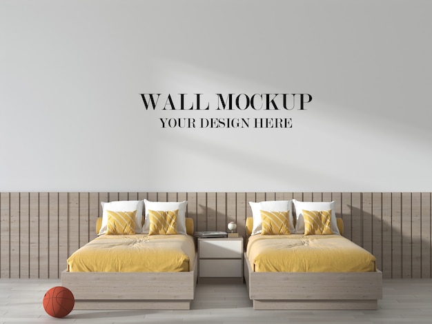 Modern style twin bedroom wall mockup