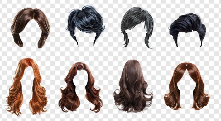 PSD 現代的なスタイリッシュな女性 波状のヘアパルーキ 透明な背景に隔離されたファッショナブルなヘアスタイル