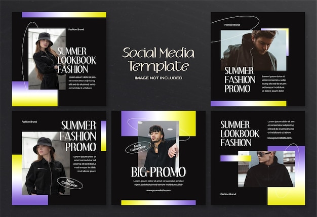 現代の夏のファッションソーシャルメディアバナーとinstagramの投稿テンプレート